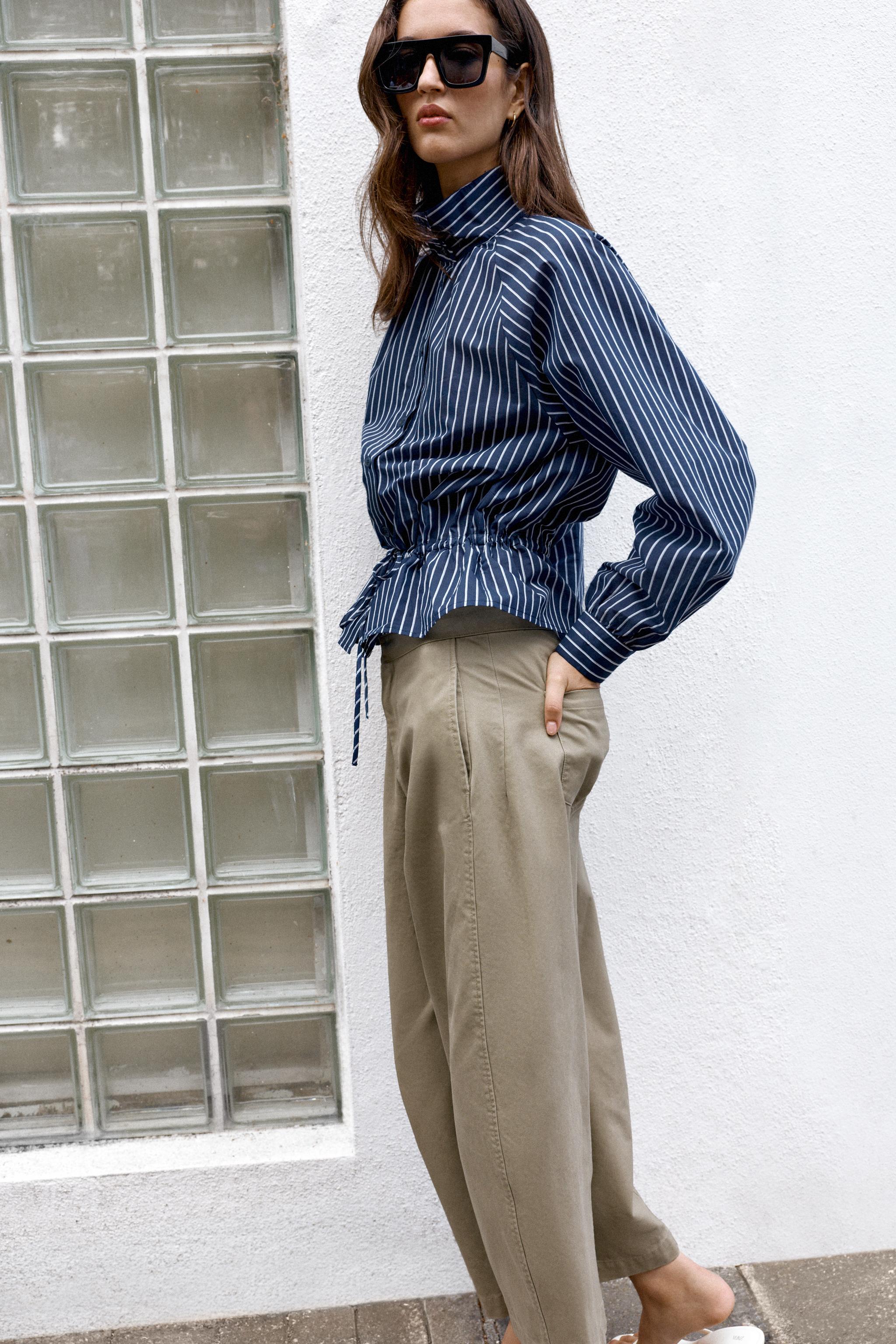 Zara STRIPED HIGH NECK SHIRT — фото 5