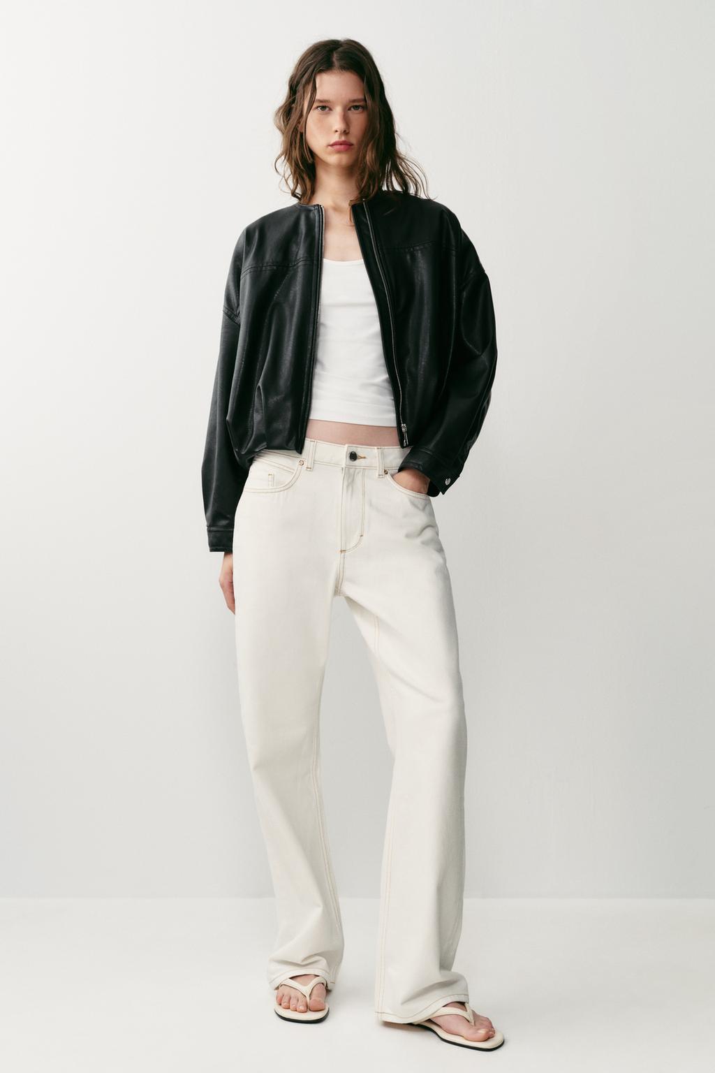 Zara Şar formalı dəri effektli bomber gödəkçə