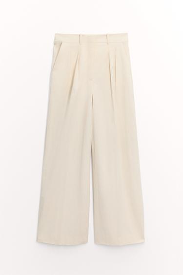 Zara PLEATED PANTS ZW COLLECTION - Light tan