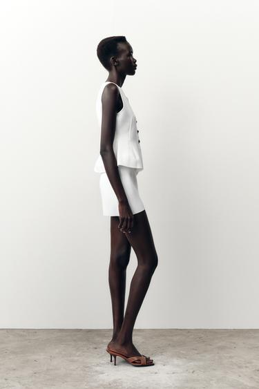 TOP EN MAILLE PÉPLUM - Blanc de Zara - Image 3