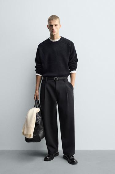 ФАКТУРНИЙ СВЕТР КВАДРАТНОГО КРОЮ - Дуже темний сірий Zara