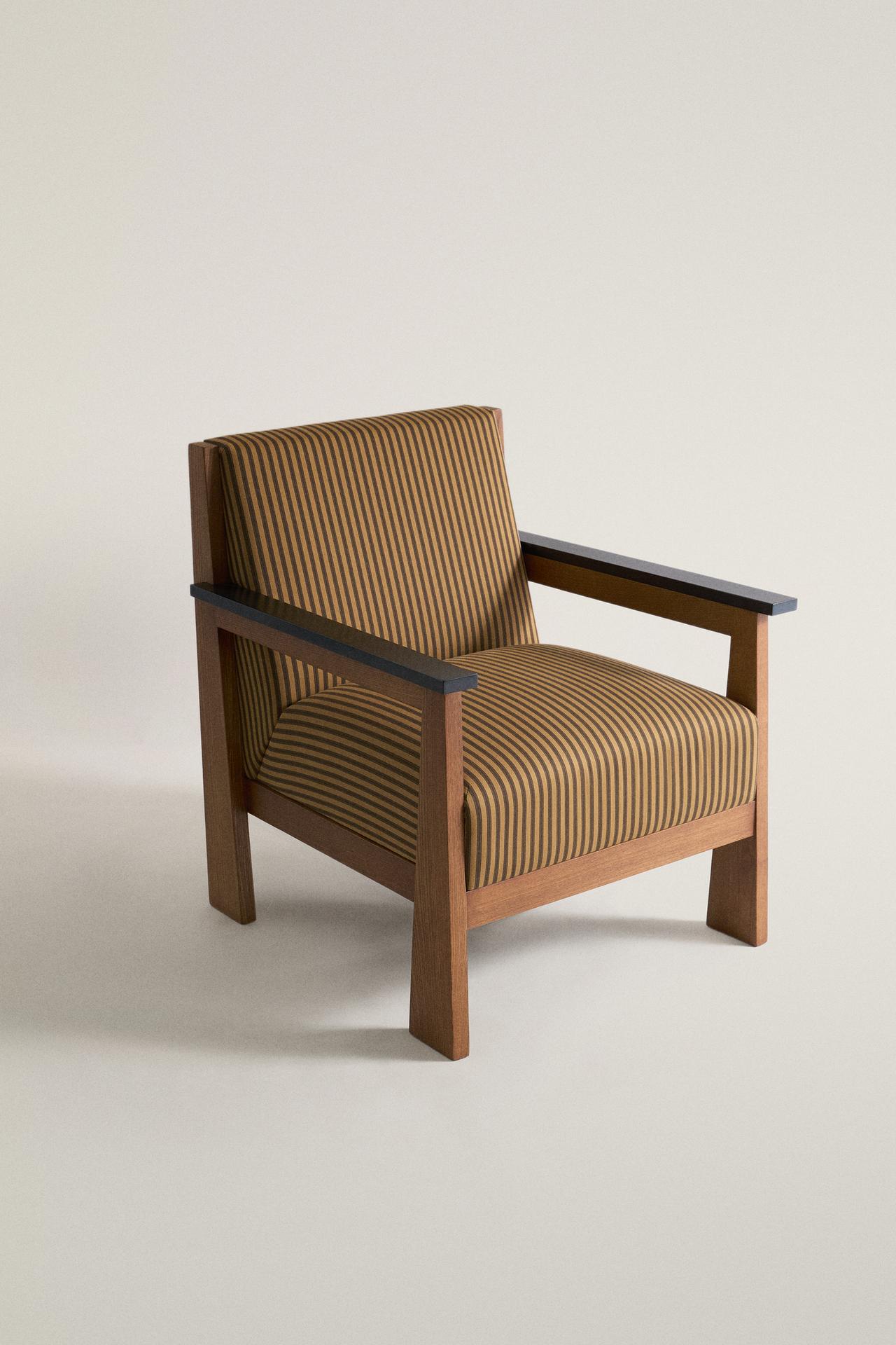 STRIPED ASH ACCENT CHAIR — Black / Yellow