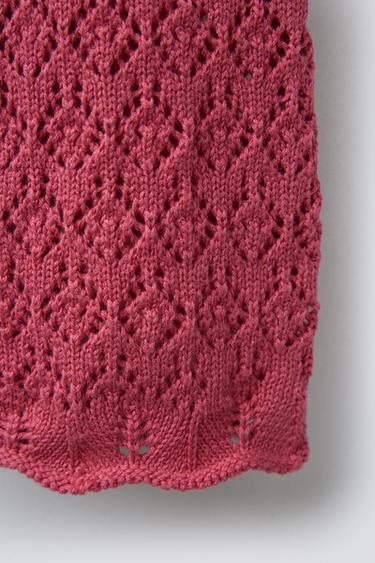 OPENWORK KNIT SHORT DUNGAREES - Strawberry by Zara - Image 3