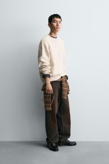 COTTON TEXTURE SWEATER - Ecru by Zara - Image 3