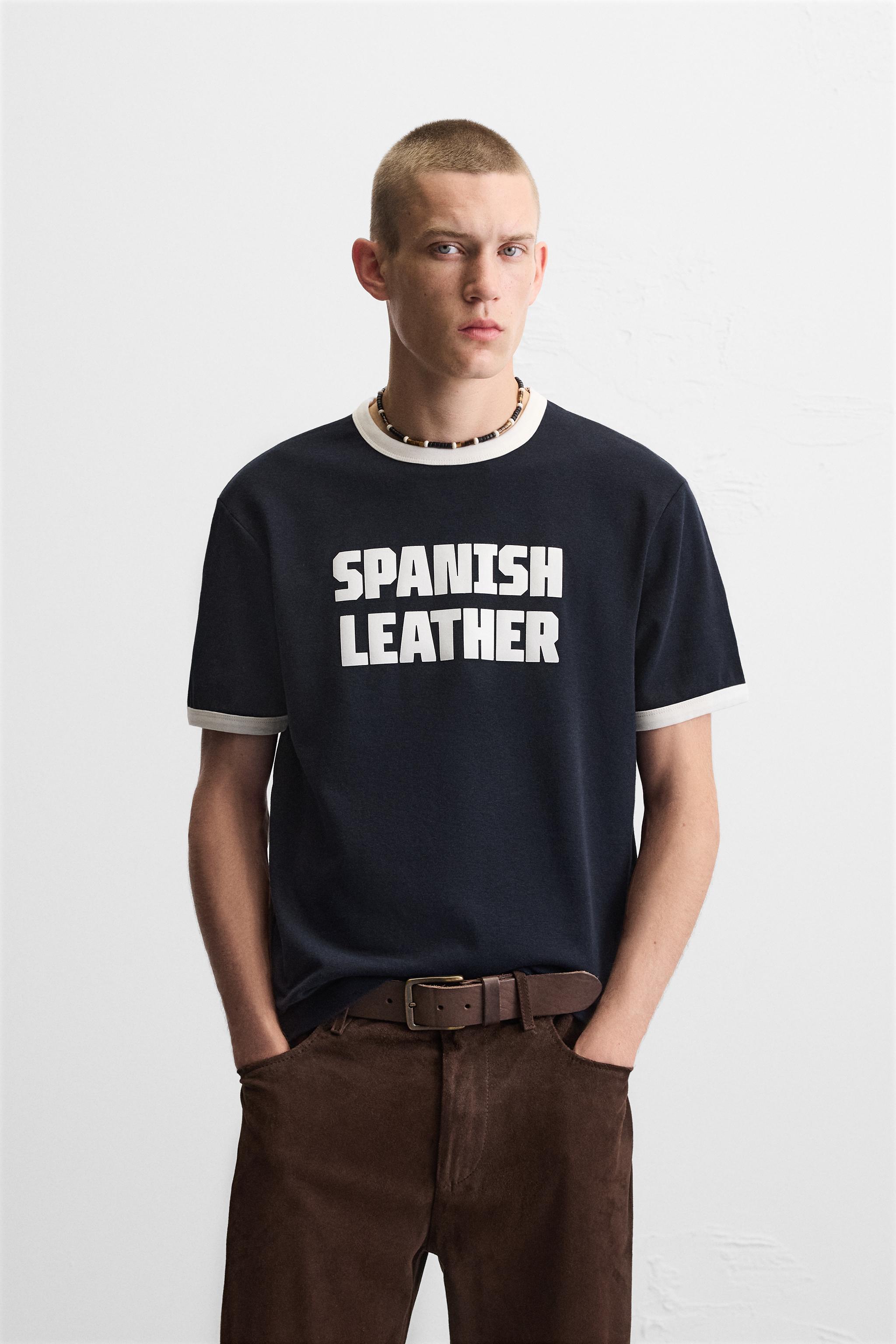 GUITARRICADELAFUENTE RIB TEXT T-SHIRT - Navy blue | ZARA