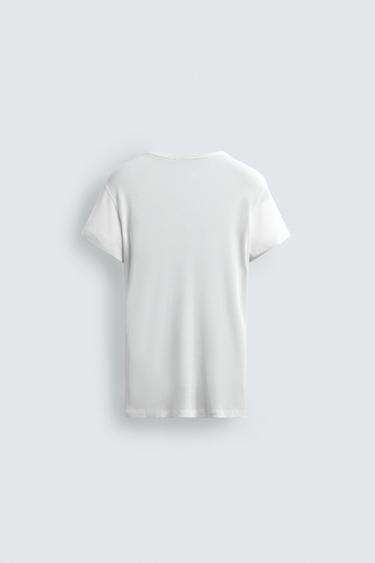 SLIM FIT VISCOSE TEXTURED T-SHIRT - White by Zara - Image 6