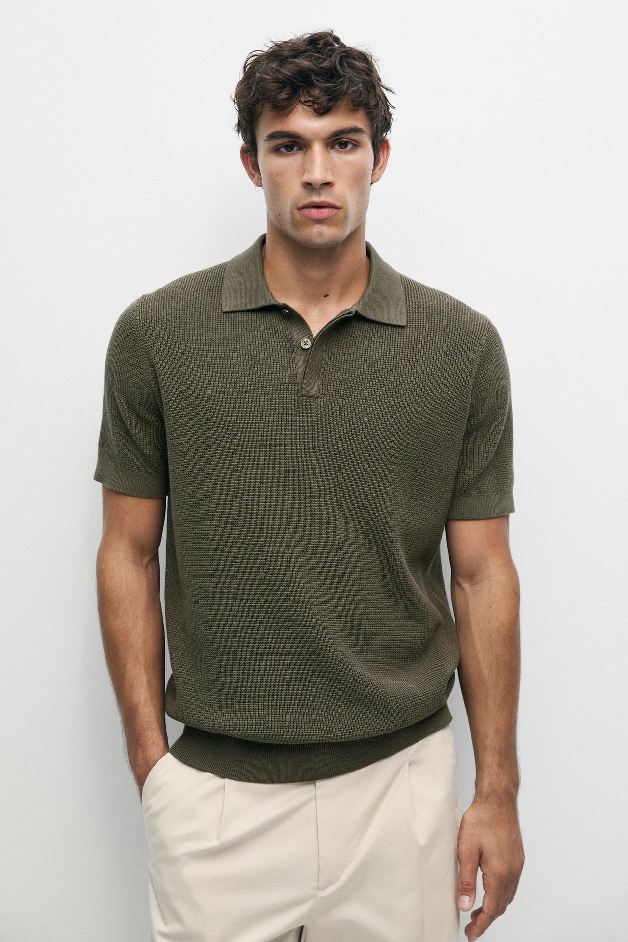 100% cotton short sleeve polo shirt — Mid khaki