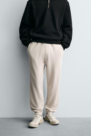 Zara RELAXED FIT JOGGER PANTS - Light beige