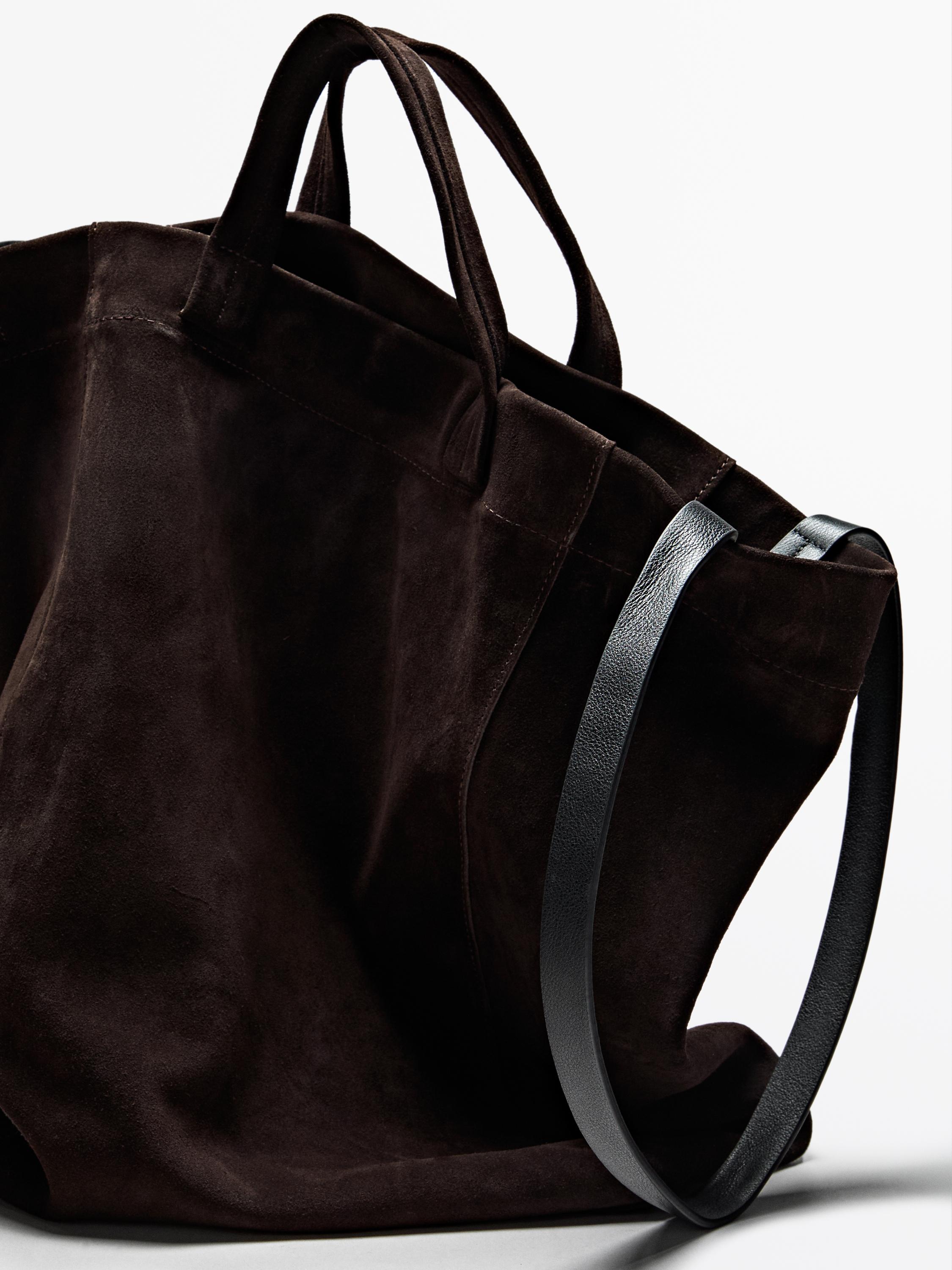 Sac cabas en croûte de cuir