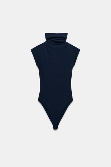 BODY EN COTON À COL MONTANT - Bleu marine de Zara