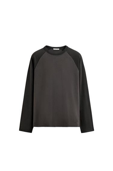 COLOUR BLOCK T-SHIRT - Anthracite grey by Zara