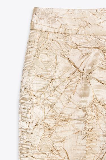 WRINKLED-EFFECT SATIN TROUSERS - Gold by Zara - Image 4