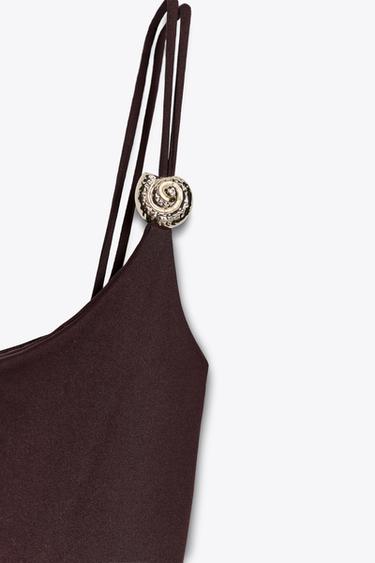 SEASHELL POLYAMIDE BODYSUIT - Dark brown by Zara