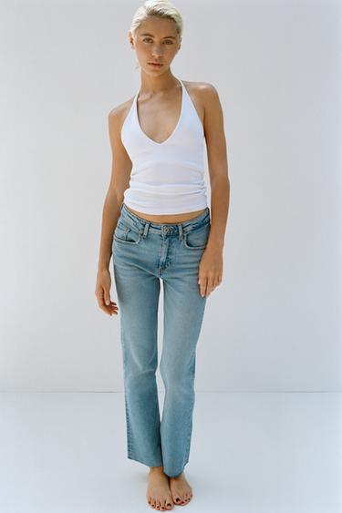 JEANS TRF CROPPED FLARE, KORKEA VYÖTÄRÖ - Light blue Zaralta