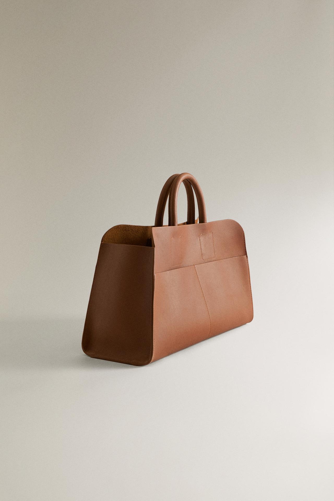 Nappa Leather Mini Tote Bag — Brown