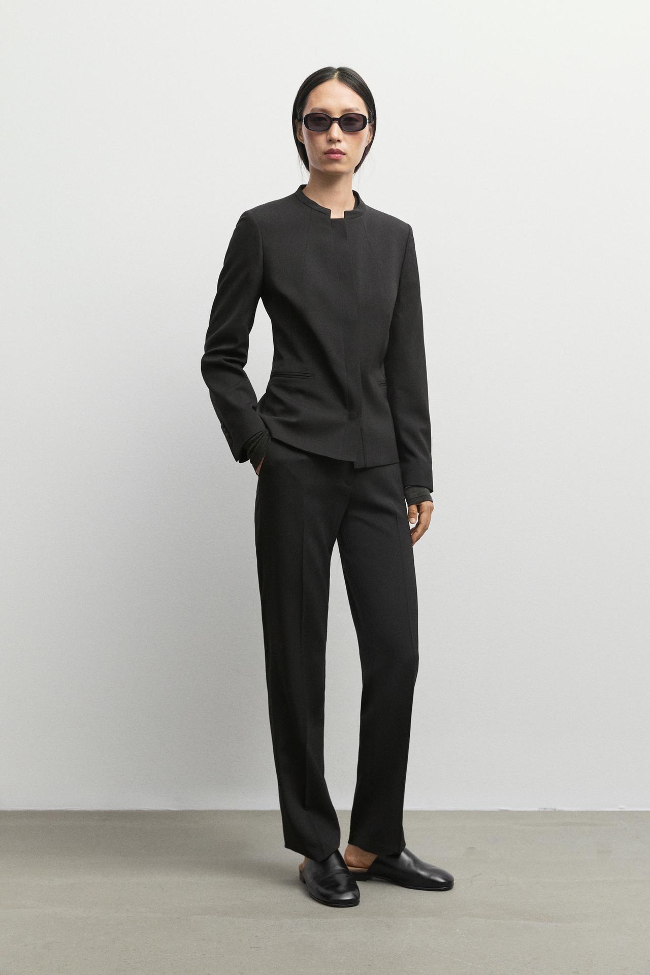 Slim-fit wool blend pants — Black