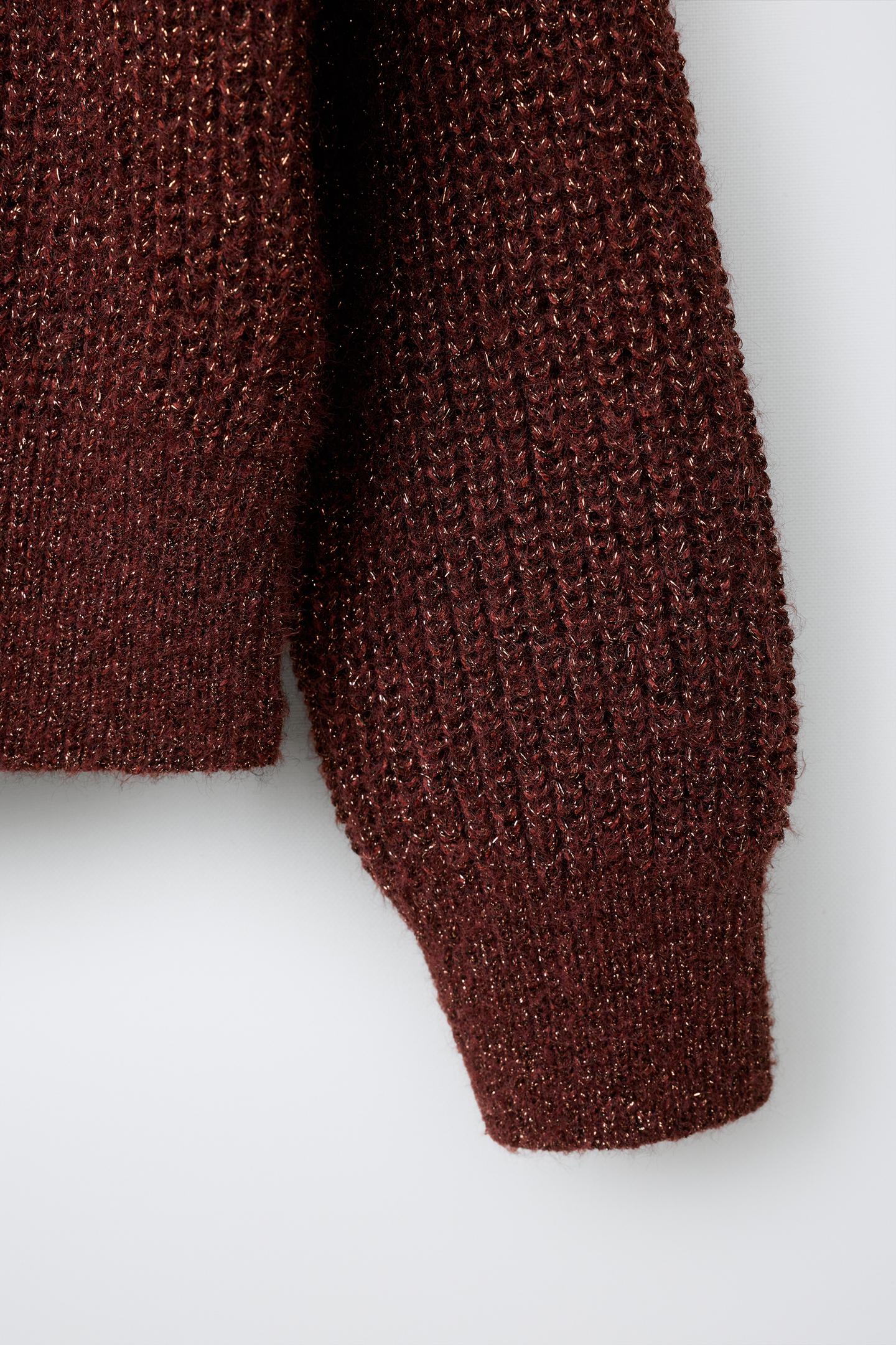 Детский свитер Zara Metallic Knit Jumper with Scarf, цвет: Dark Russet — фото 5