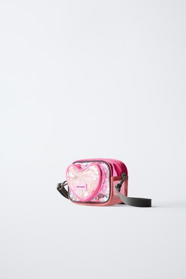 VINYL HEART CROSSBODY BAG - Pink by Zara - Image 1