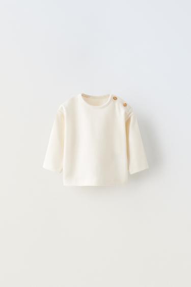 T-SHIRT BASIQUE SOFT TOUCH - Blanc cassé de Zara - Image 0
