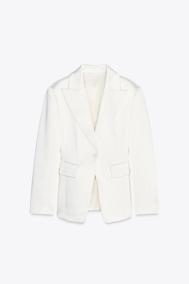 SATIN BLAZER - Oyster-white by Zara - Image 4