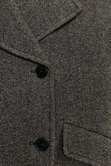 MANTEAU EN LAINE À BOUTONNAGE CROISÉ ZW COLLECTION - Marron chiné de Zara - Image 3