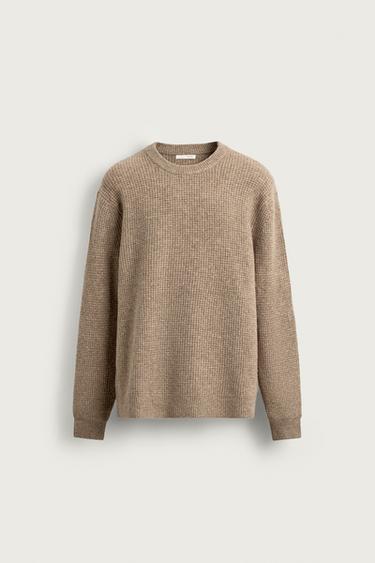 JERSEY REGULAR FIT ESTRUCTURA WAFFLE - Beige oscuro de Zara