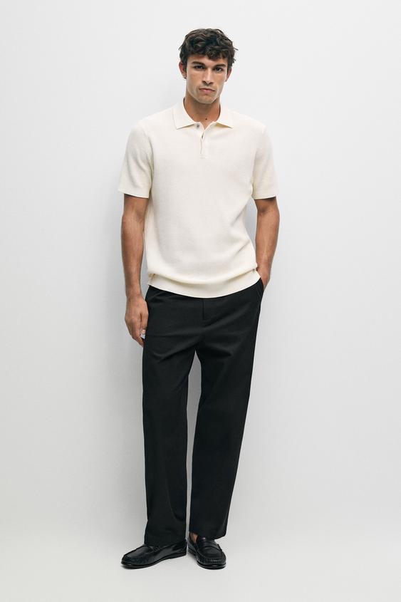 Zara 100% cotton short sleeve polo shirt - Ecru - Image 0