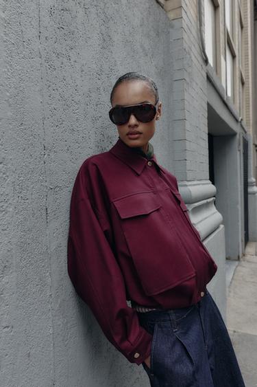 КУРТКА-БОМБЕР З ВЕЛИКИМИ КИШЕНЯМИ - Бордовий Zara