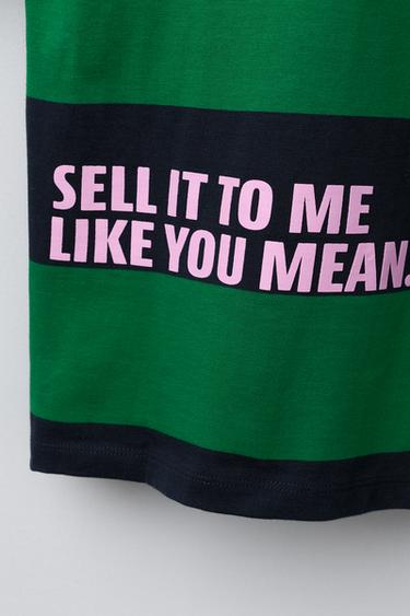 T-SHIRT À RAYURES HEAVY WEIGHT AVEC INSCRIPTION - Vert de Zara - Image 3