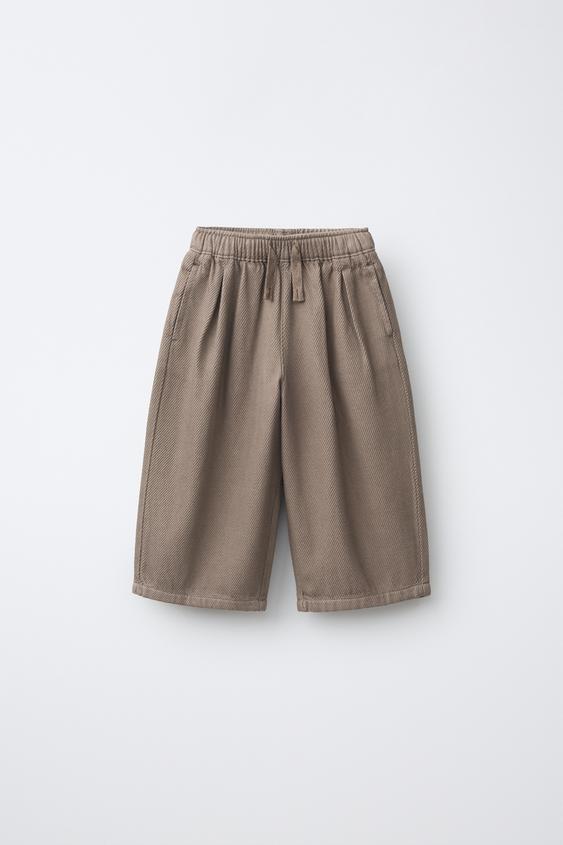 Zara 氣球剪裁紋理長褲 - 淺米色 - 圖片 0