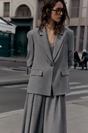 BLAZER À CHEVRONS AVEC ÉPAULETTES - Gris de Zara - Image 1