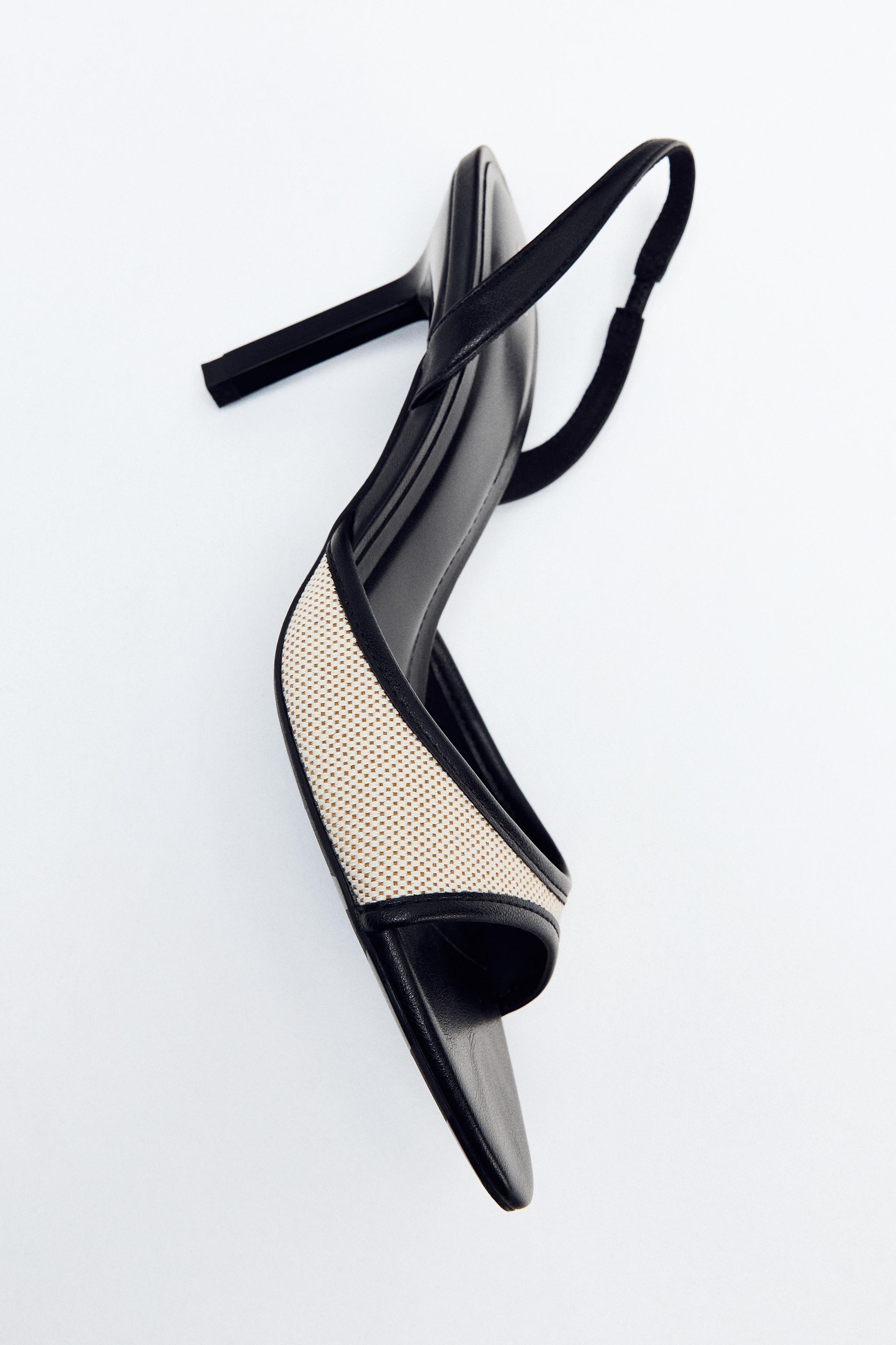 COMBINED HEELED SANDALS — Black