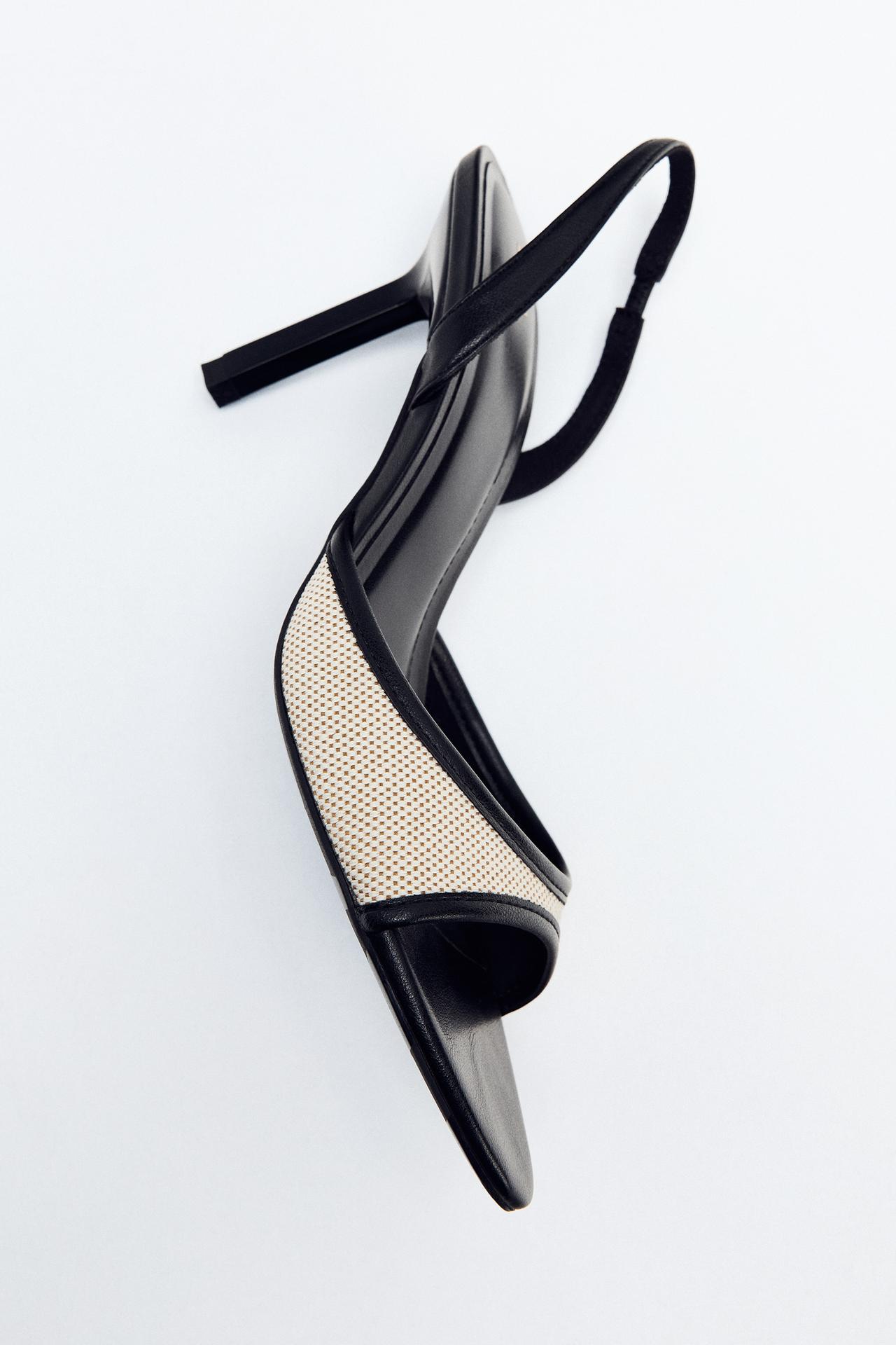 COMBINED HEELED SANDALS — Black