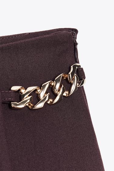 PLEATED CHAIN BERMUDA SHORTS - Burgundy by Zara - Image 7