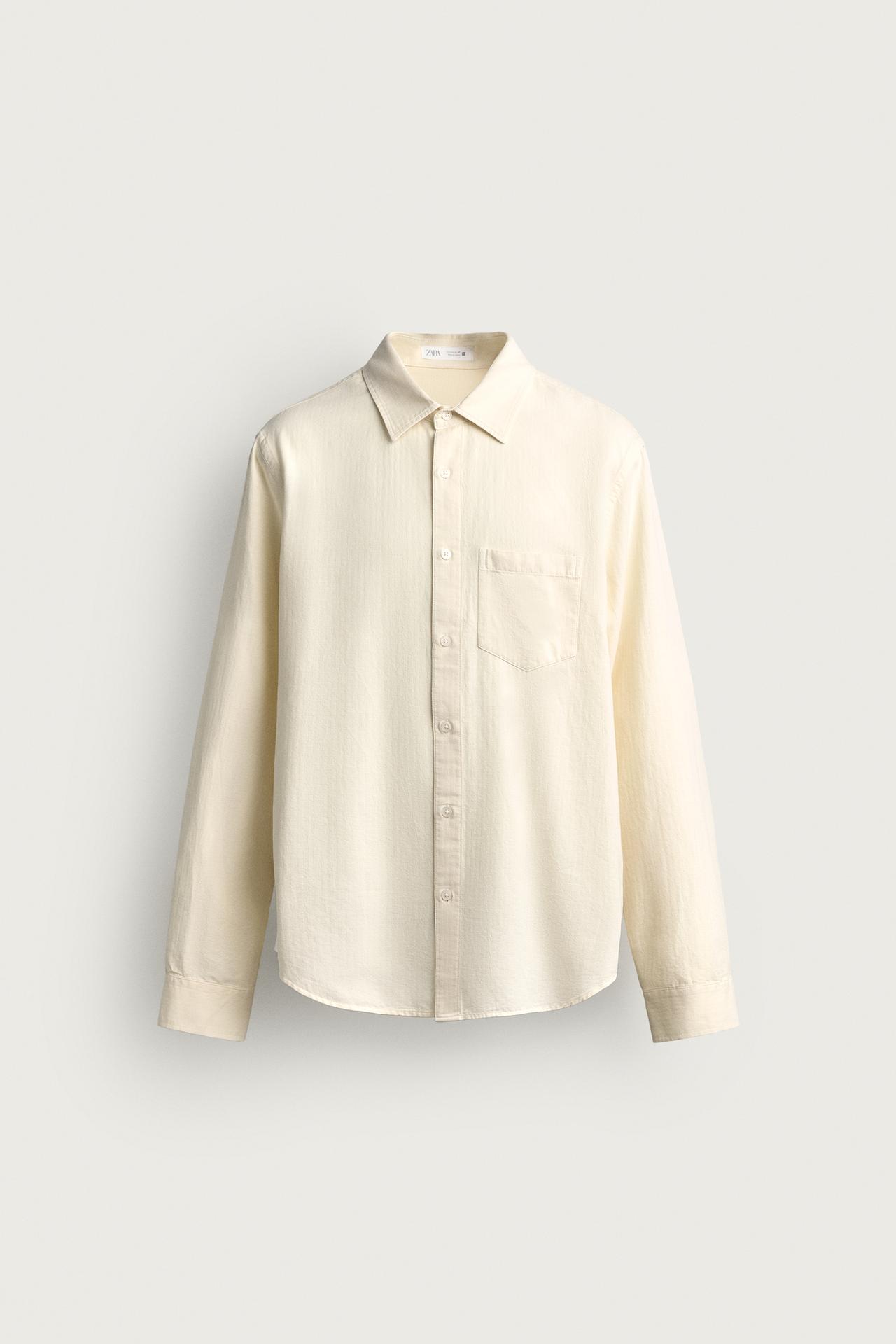 WASHED EFFECT RELAXED-FIT SHIRT — Stone