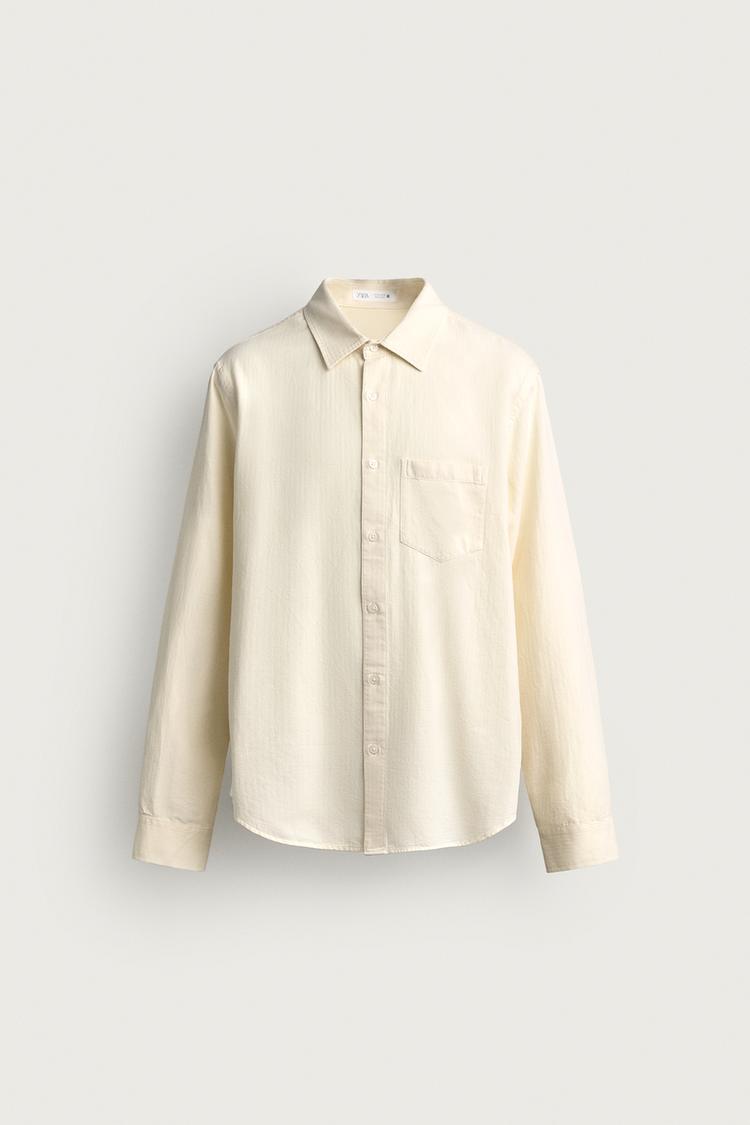 WASHED EFFECT RELAXED-FIT SHIRT — Stone