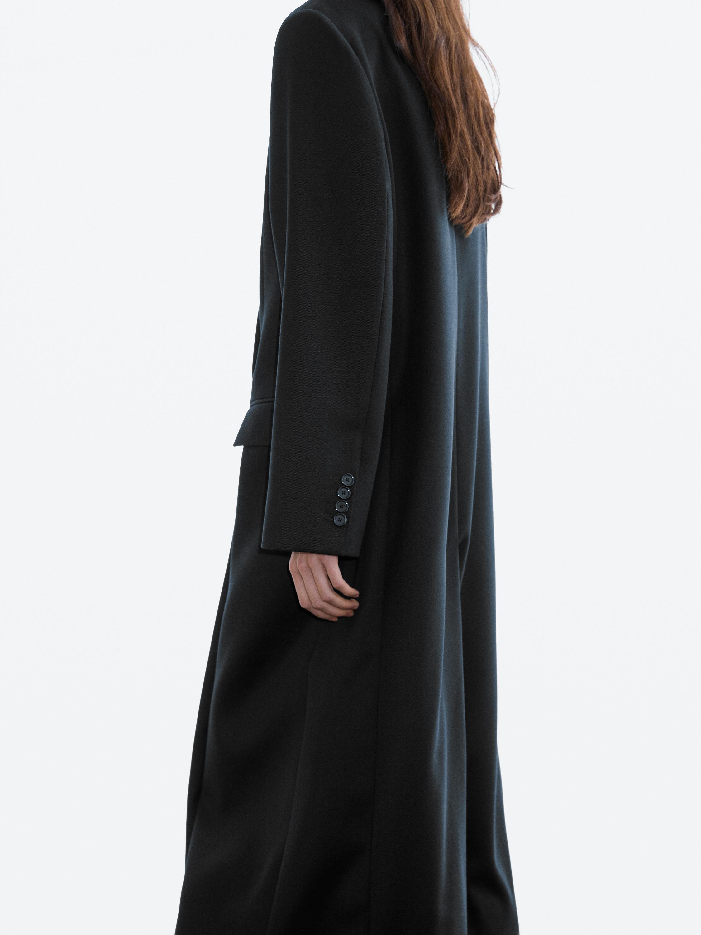 Manteau long croisé 100 % laine