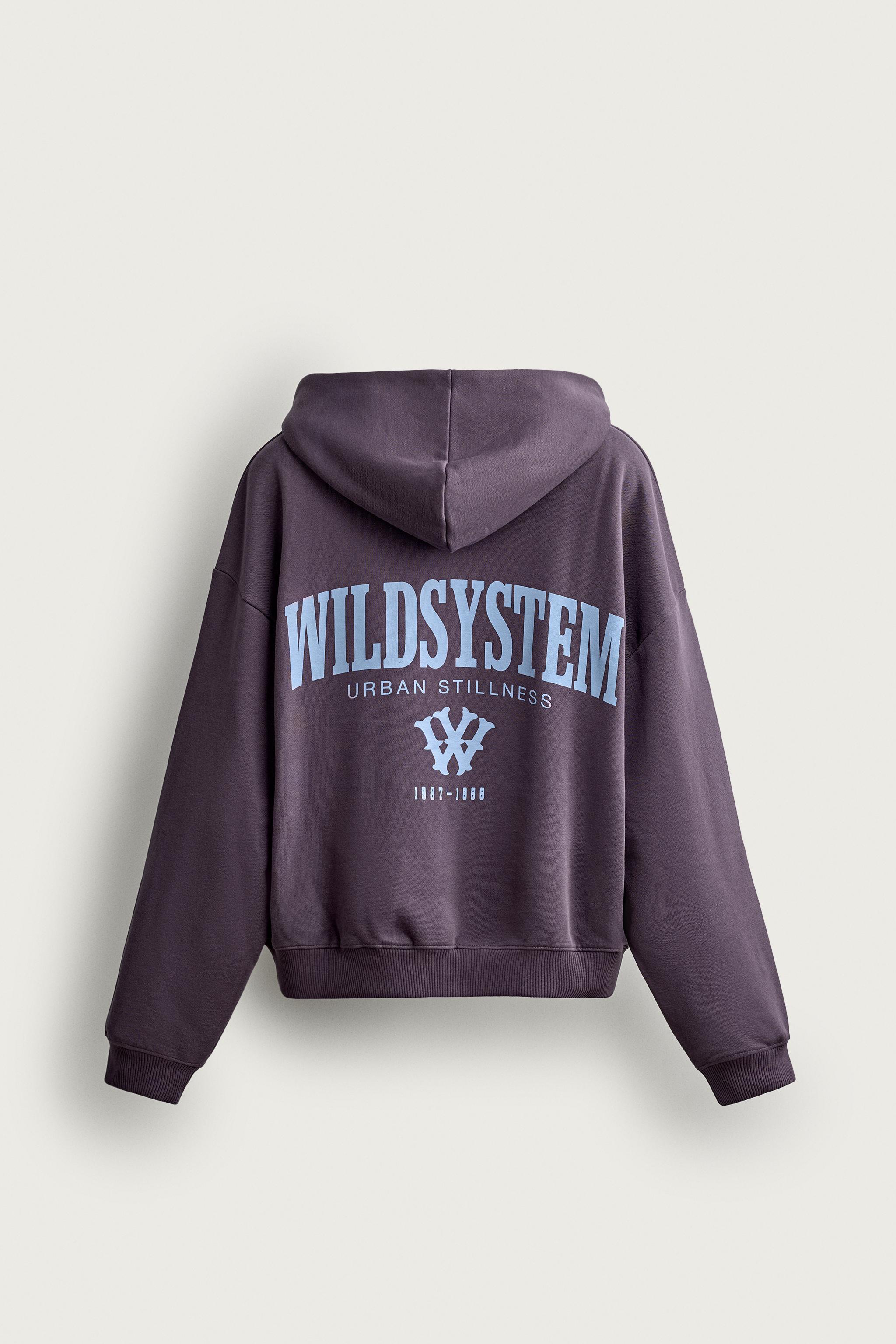PRINTED ZIP-UP HOODIE — Purple