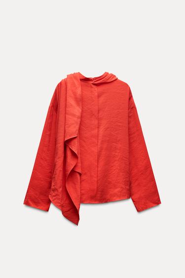 ZW COLLECTION BLŮZA SE ŠÁTKEM - Červená od Zara - Obrázek 2