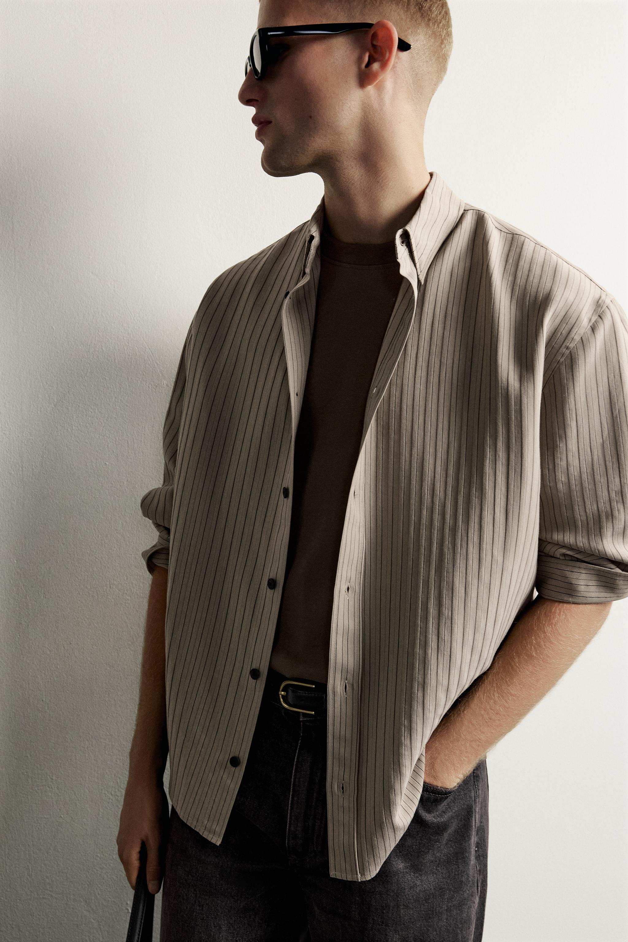 CHEMISE FLUIDE EN JACQUARD À RAYURES