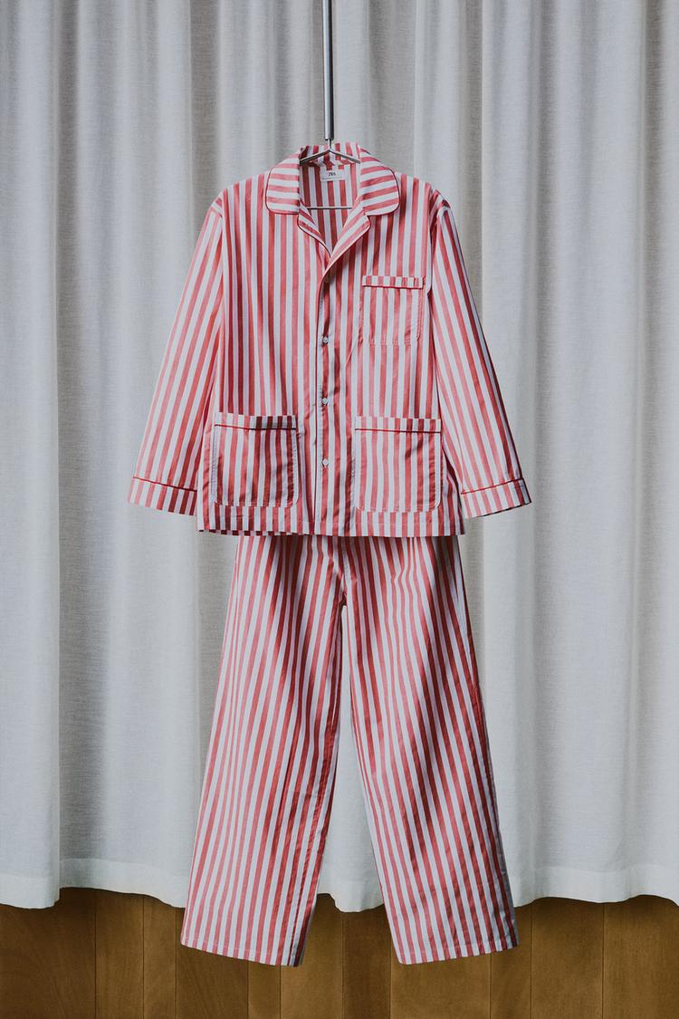AARON LEVINE X ZARA JACQUARD PAJAMA SET — striped