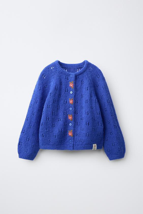 CARDINGAN FLORES BORDADAS - Electric blue de Zara - Imagen 0