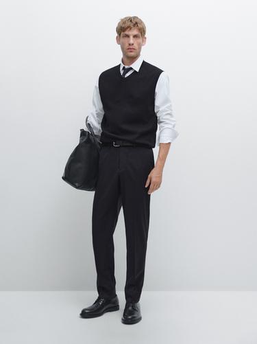 Zara Wool blend smart trousers - Navy blue - Image 0