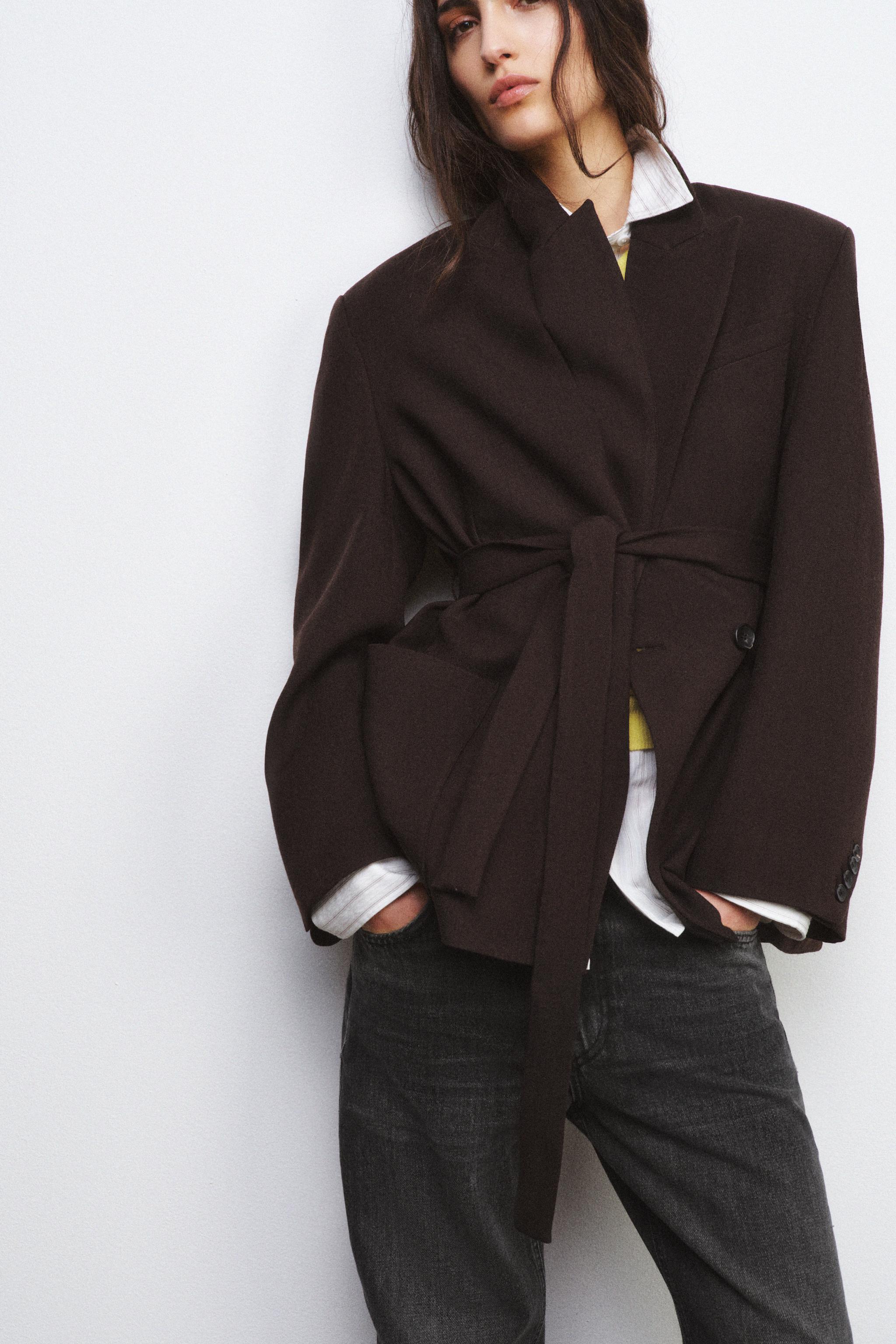 100% WOOL BELT BLAZER ZW COLLECTION LIMITED EDITION - Khaki | ZARA