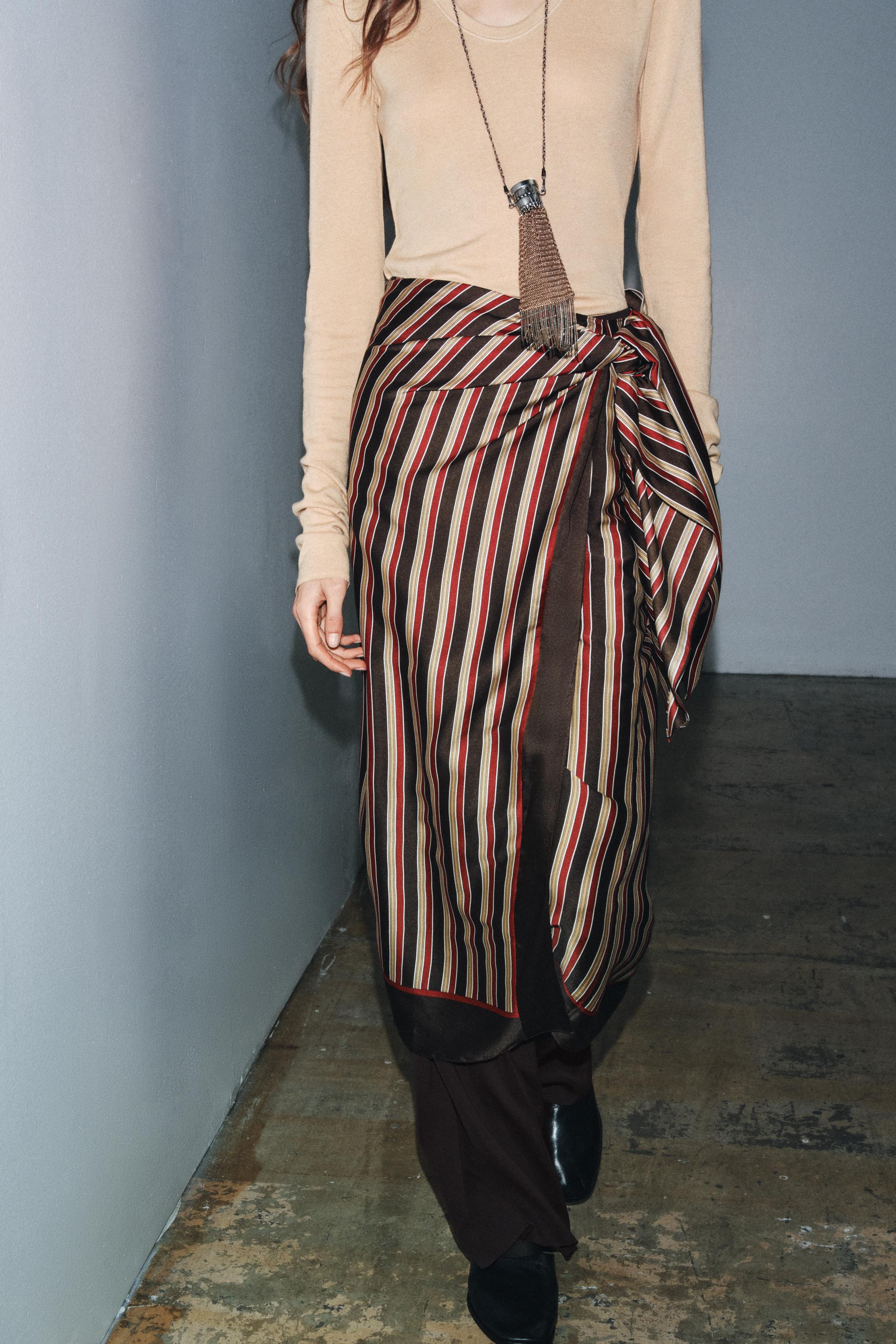 STRIPED WRAP SKIRT ZW COLLECTION - striped | ZARA Turkey