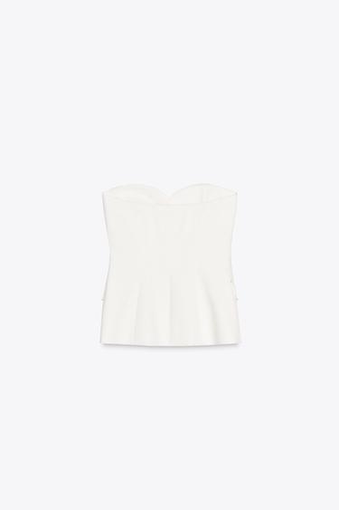 HAUT BUSTIER SATINÉ - Écru de Zara - Image 5