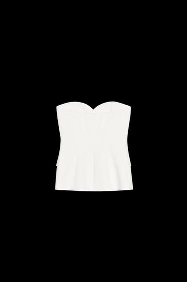 BUSTIER-TOP IN SATINOPTIK - Cremefarben von Zara