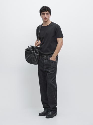 Zara 100% mercerised cotton T-shirt - Navy blue - Image 0