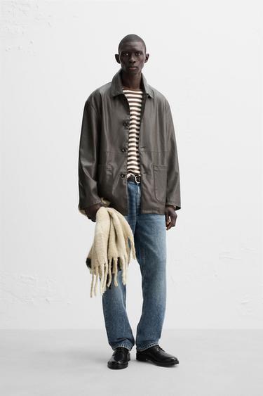 FAUX LEATHER JACKET - Brown by Zara - Image 0