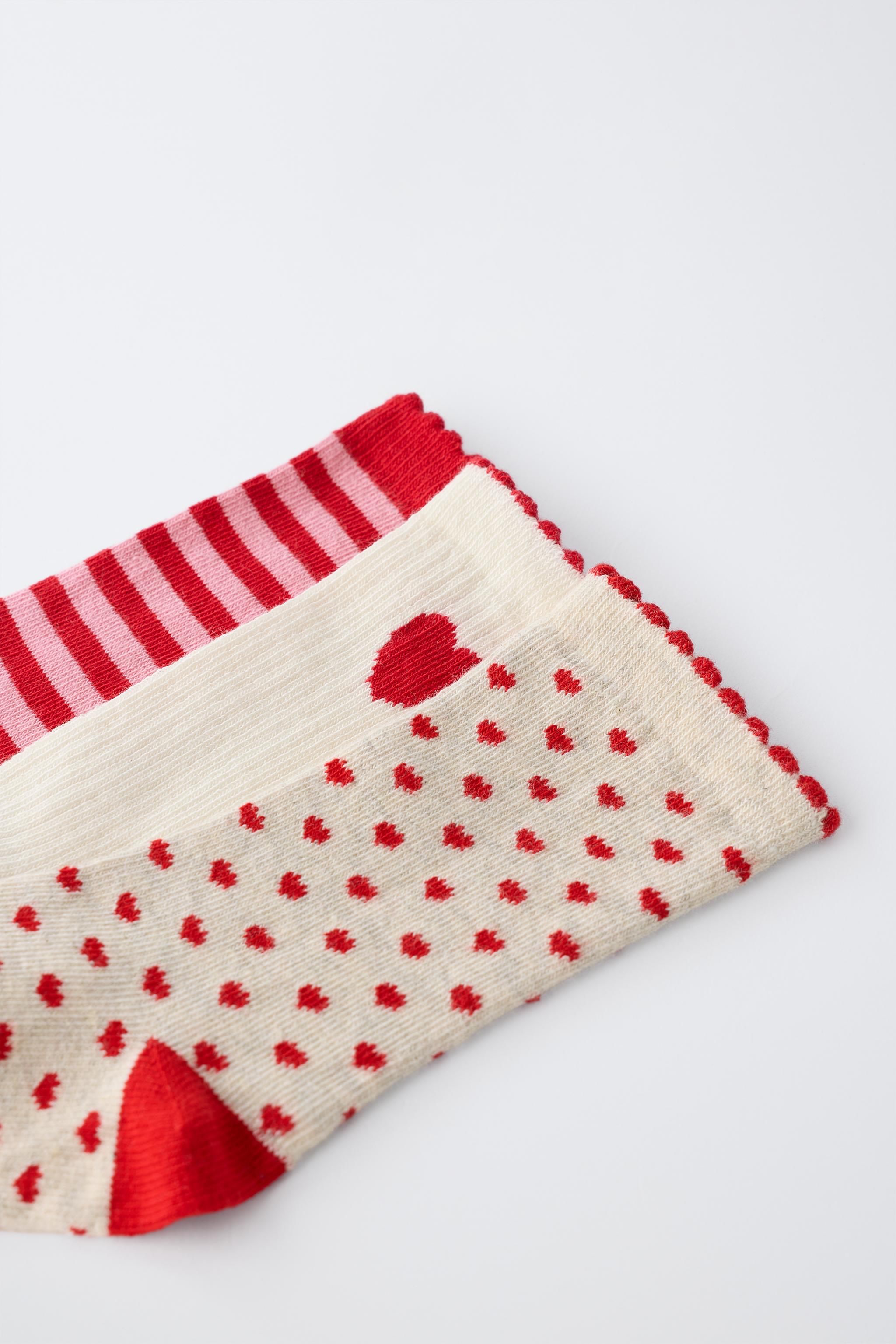 LOT DE TROIS PAIRES CHAUSSETTES MI-HAUTES CŒURS ET RAYURES